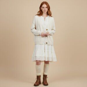 H&M Womens XL Button Vneck White Marl Cardigan